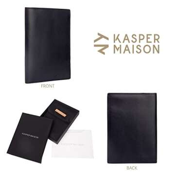 Kasper Maison Premium Leather RFID Passport Cover & Travel Wallet with Anti-theft RFID Blocking - Black