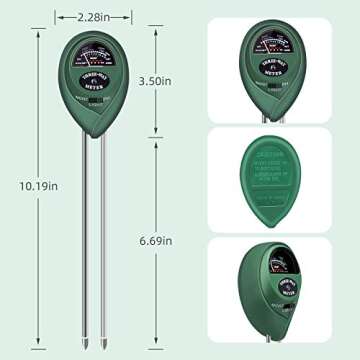 KVISTER Soil Moisture Meter for Plants, 3-in-1 Soil pH Meter Plant Water Meter, Soil Tester for Plan...