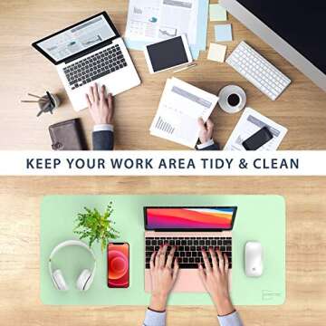AFRITEE Desk Pad Protector Mat - Dual Side PU Leather Desk Mat Large Mouse Pad Waterproof Desk Organ...