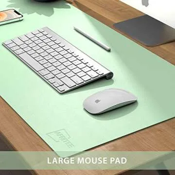 AFRITEE Desk Pad Protector Mat - Dual Side PU Leather Desk Mat Large Mouse Pad Waterproof Desk Organizers Office Home Table Decor Gaming Writing Mat Smooth (Light Green/Greenish Blue, 31.5" x 15.7")
