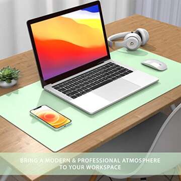AFRITEE Desk Pad Protector Mat - Dual Side PU Leather Desk Mat Large Mouse Pad Waterproof Desk Organizers Office Home Table Decor Gaming Writing Mat Smooth (Light Green/Greenish Blue, 31.5" x 15.7")