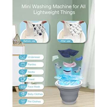 Tiptop Home Portable Washing Machine - Compact & Efficient Mini Washer for Travel