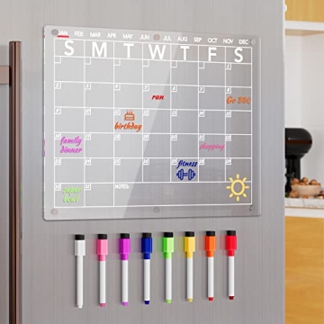 Neatsure Acrylic Magnetic Dry Erase Board Calendar for Fridge, Clear Monthly Planner Whiteboard for ...