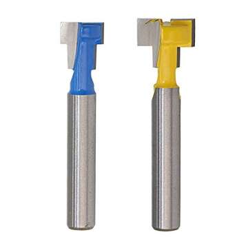 Yakamoz 1/4" Shank T-Slot Cutter Router Bit Steel Handle 3/8" & 1/2" Length Woodworking Cutters for Power Tools