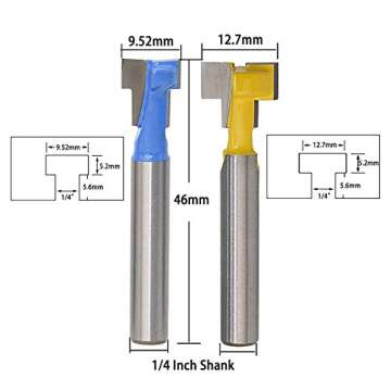 Yakamoz 1/4" Shank T-Slot Cutter Router Bit Steel Handle 3/8" & 1/2" Length Woodworking Cutters for Power Tools
