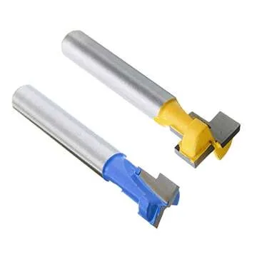 Yakamoz 1/4" Shank T-Slot Cutter Router Bit Steel Handle 3/8" & 1/2" Length Woodworking Cutters for Power Tools