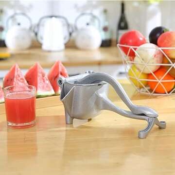 Revolutionize Your Juice Game with the Original Revolution Studio Hand Press Manual Juice Extractor Effortless Citrus Juicing User Friendly and Easy to Clean Premium Silver Finish