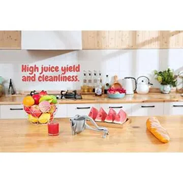 Revolutionize Your Juice Game with the Original Revolution Studio Hand Press Manual Juice Extractor Effortless Citrus Juicing User Friendly and Easy to Clean Premium Silver Finish