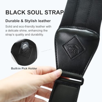 RISEN RS200 Guitar Strap for Electric Guitar & Bass – Comfort & Style with Pick Package