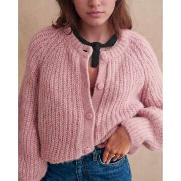 Hixiaohe Women's Cardigan Sweater - Trendy Y2K Knitwear