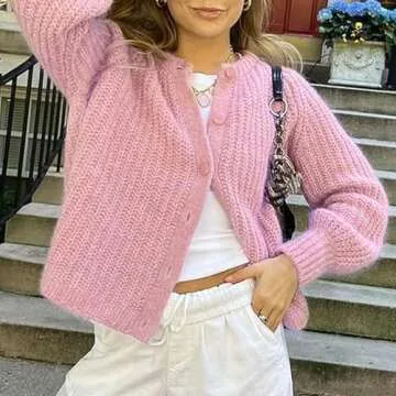Hixiaohe Women's Cardigan Sweater - Trendy Y2K Knitwear