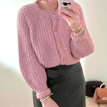 Hixiaohe Women's Cardigan Sweater - Trendy Y2K Knitwear