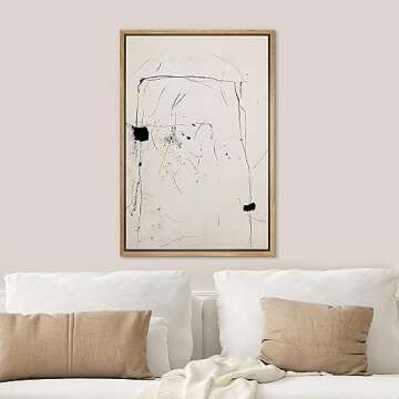 SIGNWIN Framed Canvas Print Industrial Grunge Mid-Century Paint, Abstract Mid Century Modern Decorative Contemporary for Living Room, Bedroom, Office - 16"x24" Natural