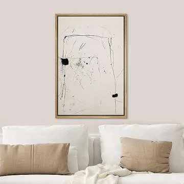 SIGNWIN Framed Canvas Print Industrial Grunge Mid-Century Paint, Abstract Mid Century Modern Decorative Contemporary for Living Room, Bedroom, Office - 16"x24" Natural