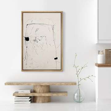 SIGNWIN Framed Canvas Print Industrial Grunge Mid-Century Paint, Abstract Mid Century Modern Decorative Contemporary for Living Room, Bedroom, Office - 16"x24" Natural