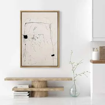 SIGNWIN Framed Canvas Print Industrial Grunge Mid-Century Paint, Abstract Mid Century Modern Decorative Contemporary for Living Room, Bedroom, Office - 16"x24" Natural