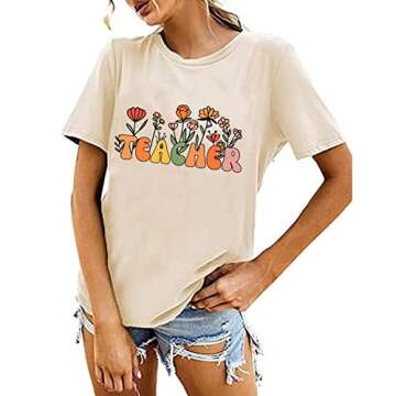Teacher Shirt Women Flower Teacher Shirt for Back to School XL