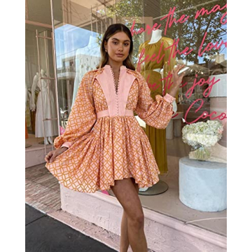 Stylish Floral Print Button Down Tunic Dress for Women