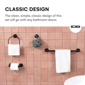 Dorence | 4-Piece Bathroom Hardware Set | Bathroom Towel Bar | Bath Accessories Sets for Bathroom | ...