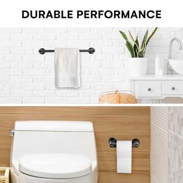 Dorence | 4-Piece Bathroom Hardware Set | Bathroom Towel Bar | Bath Accessories Sets for Bathroom | Bathroom Accessory | Bathroom Fixtures (Matte Black)