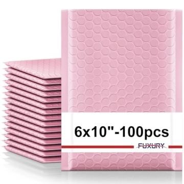 Fuxury Bubble Mailers 6x10" 100 Pack Light Pink Padded Envelopes Usable Size 6x9" Self Seal Mailing ...