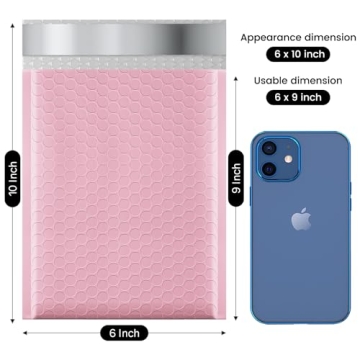 Fuxury Bubble Mailers 6x10" 100 Pack Light Pink Quality Shipping Bags
