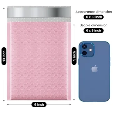 Fuxury Bubble Mailers 6x10" 100 Pack Light Pink Quality Shipping Bags