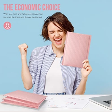 Fuxury Bubble Mailers 6x10" 100 Pack Light Pink Quality Shipping Bags