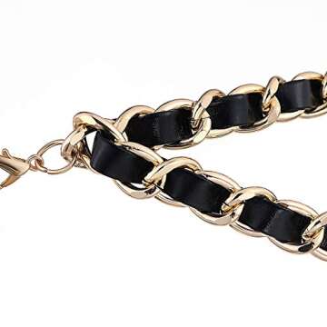 Glamorstar Leather Chain Belts Layered Metal Waist Belt for Women Ladies Dresses Gold Plus Size 130CM/51.2IN