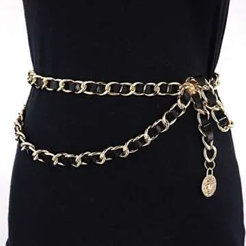 Glamorstar Leather Chain Belt for Women - Stylish and Versatile