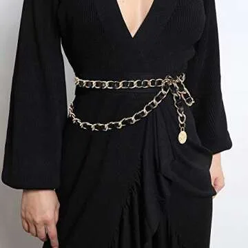 Glamorstar Leather Chain Belt for Women - Stylish and Versatile