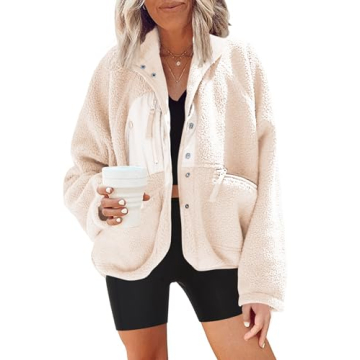 Nirovien Fuzzy Fleece Jacket for Women Stylish Warmth