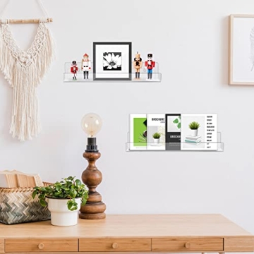 Blulu 8 Pack Clear Acrylic Floating Shelves Wall Mounted