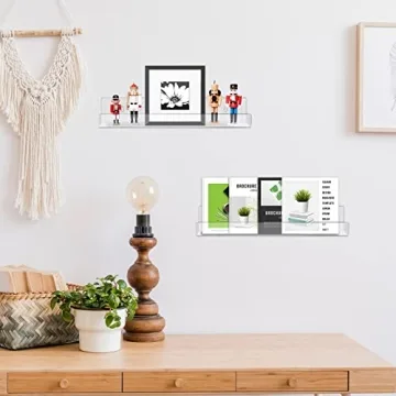 Blulu 8 Pack Clear Acrylic Floating Shelves Wall Mounted
