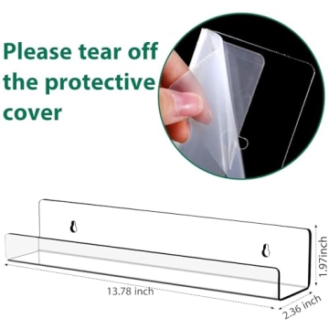 Blulu 8 Pack Clear Acrylic Floating Shelves Wall Mounted