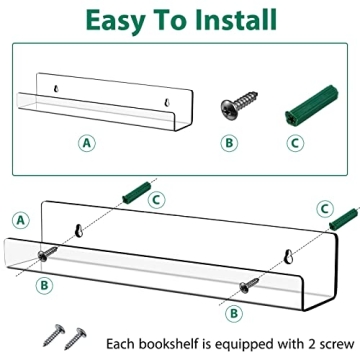 Blulu 8 Pack Clear Acrylic Floating Shelves Wall Mounted