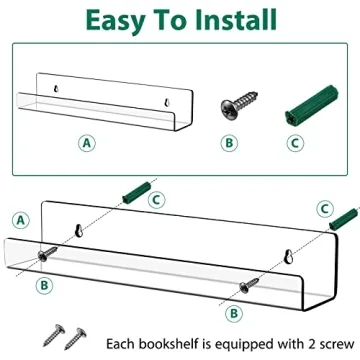 Blulu 8 Pack Clear Acrylic Floating Shelves Wall Mounted