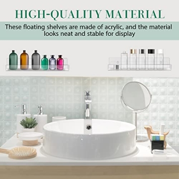 Blulu 8 Pack Clear Acrylic Floating Shelves Wall Mounted