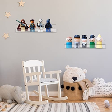 Blulu 8 Pack Clear Acrylic Floating Shelves Wall Mounted