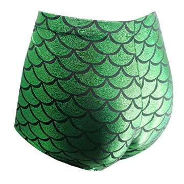 Nihoe Women's Sexy Shiny Metallic Rave Booty Dance Shorts (Large, 10070 Green)