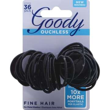 Goody Ouchless Hair Elastics, Black, 36 Count (Pack of 1)