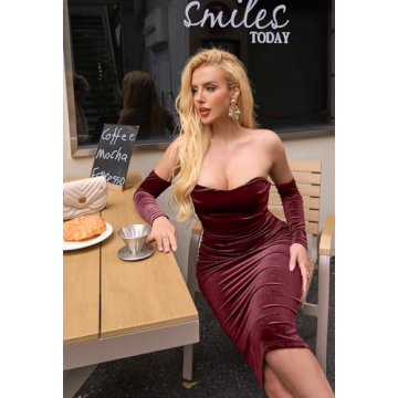 Stylish GOBLES Velvet Off The Shoulder Dress for Women