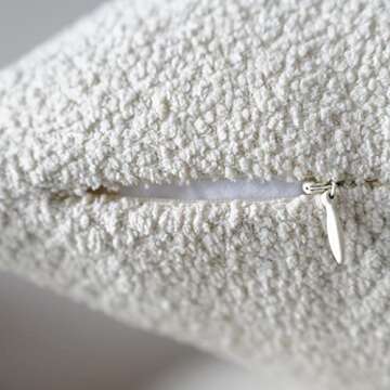 Artcest Set of 2 Decorative Boucle Like Square Throw Pillow Covers, Glamorous Comfy Elegant Textured Zippered Cushion Cases for Couch Bed and Living Room Decor, 18"x18" (Ivory)