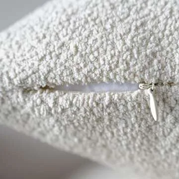 Artcest Set of 2 Decorative Boucle Like Square Throw Pillow Covers, Glamorous Comfy Elegant Textured Zippered Cushion Cases for Couch Bed and Living Room Decor, 18"x18" (Ivory)