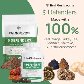 Real Mushrooms 5 Defenders Capsules for Immune Support