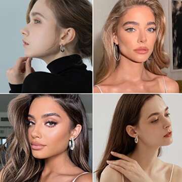 30 Pairs Gold Earrings Set for Women, Fashion Pearl Chain Link Stud Drop Dangle Earrings Multipack H...