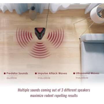 Plug-in Rodent Ultra Sonic Repellent 4-in-1 Rat Repelling Device Get Rid of Mice with Ultrasound Flashlight Predator Sounds Indoor Pest Prevention