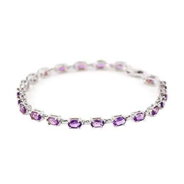 Luxury 14k White Gold Bracelet with Purple Amethyst