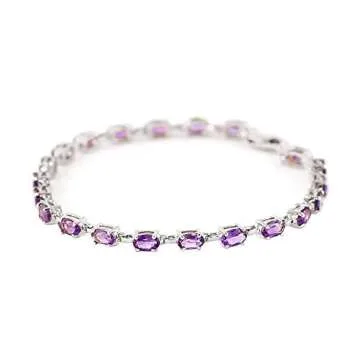 Luxury 14k White Gold Bracelet with Purple Amethyst