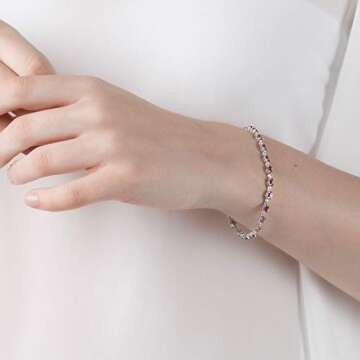 Luxury 14k White Gold Bracelet with Purple Amethyst